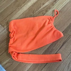 Orange asymmetric tank top